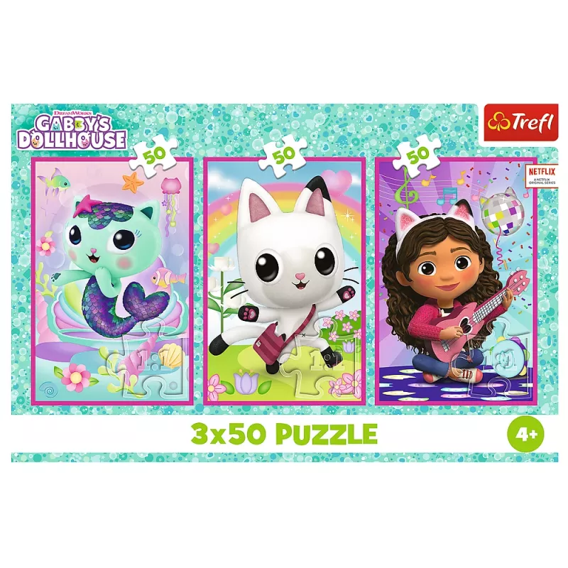 TREFL PUZZLE Puzzle 3x50 - Spoznaj Gabby a Gabbys Dollhouse Trefl 34876