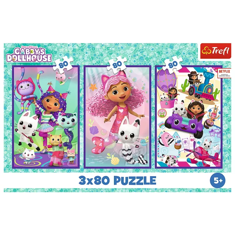 TREFL PUZZLE Puzzle 3x80 - Farebné dni Gabby Trefl 34882