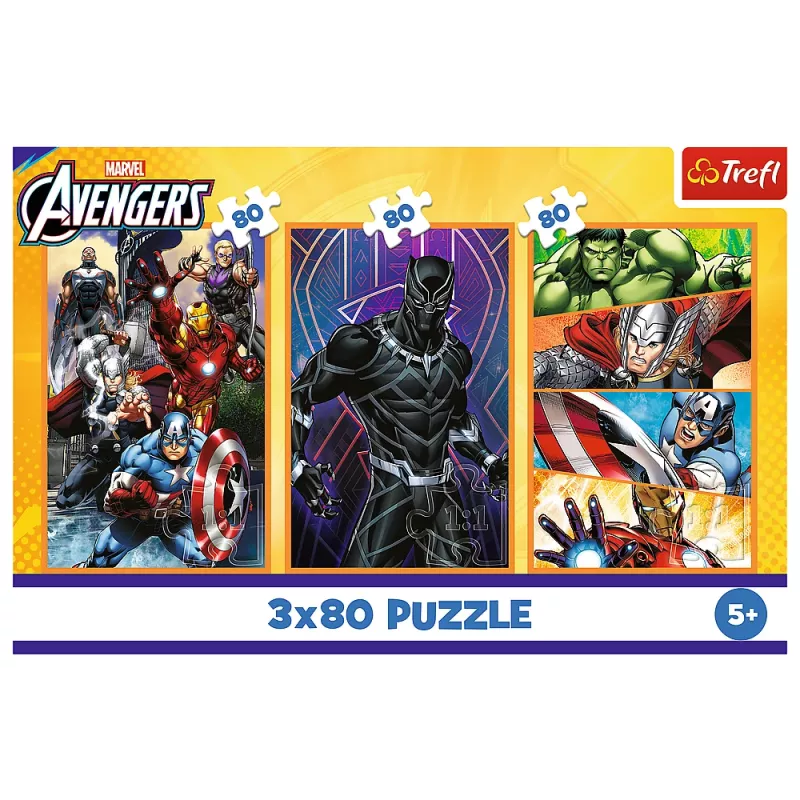 TREFL PUZZLE Puzzle - 3x80 - Dni plné akcie - Disney Marvel The Avengers Trefl 34883