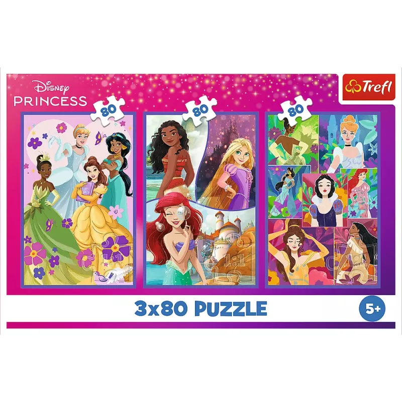 TREFL PUZZLE Puzzle - 3x80 - Princezné kamarátky - Disney Princess Trefl 34884