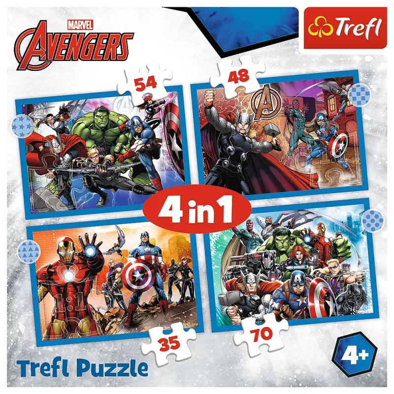 TREFL PUZZLE Puzzle 4 v 1 Odvážni Avengers 26006