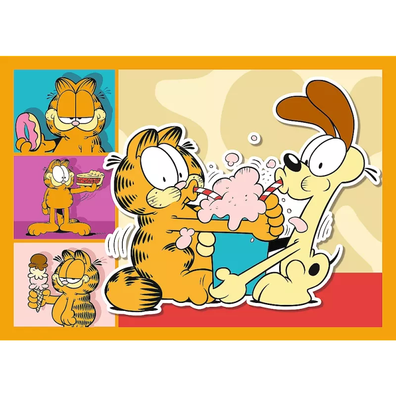 TREFL PUZZLE Puzzle 4 v 1 – Garfield miluje lasagne – Trefl 34673