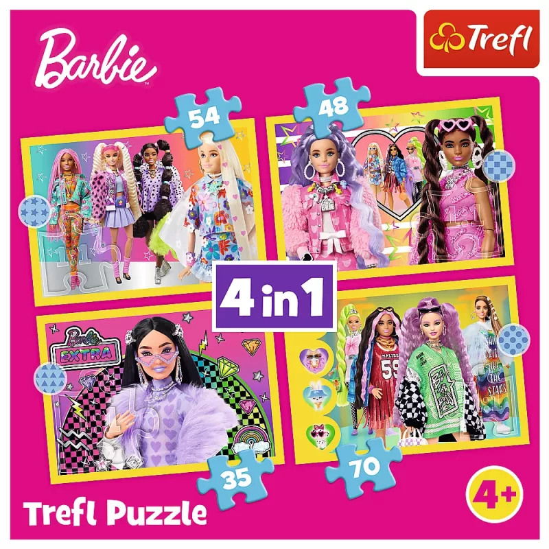 TREFL PUZZLE Puzzle - 4 v 1 - Šťastný svet Barbie Trefl 34626
