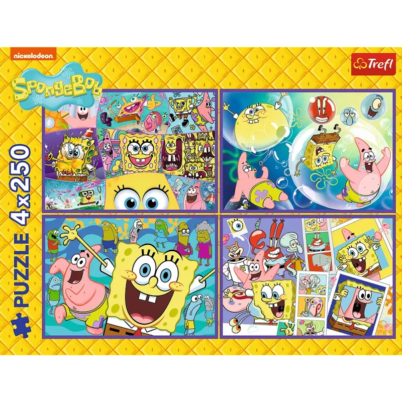 TREFL PUZZLE Puzzle - 4x250 - Bláznivý svet SpongeBoba Trefl 13342