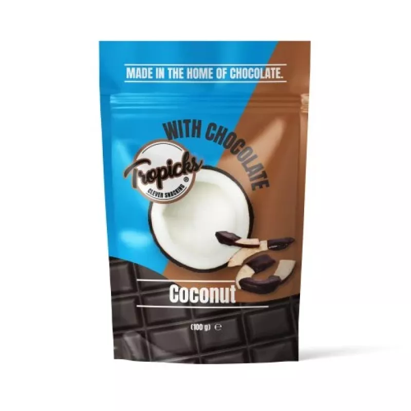 Tropicks sušené kokosové orechy s tmavou čokoládou 100g - tropický ovocný snack