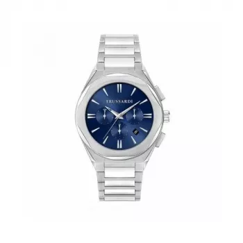 Trussardi pánske T-Light quartzové hodinky R2453156004 44 mm modrý ciferník strieborný milánsky náramok