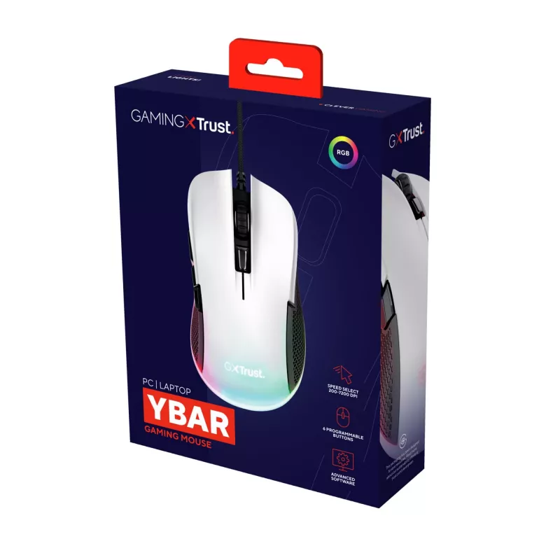 Trust GXT 922W Ybar optická USB herná myš, 6400 DPI, RGB, čierna