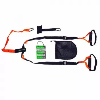 Tunturi 14TUSFU154 Suspension / Sling Trainer – nastaviteľné popruhy na telesnú hmotnosť s dverovým kotviacim prvkom, čierna/žltá