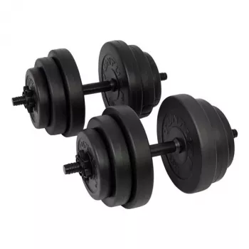 Tunturi 28 kg vinylová sada krátkych jednoručiek so spinlock tyčami