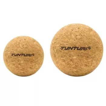 Tunturi korková masážna loptička sada 2x 60 mm – prírodne hnedé triggerpointové a fasciálne loptičky