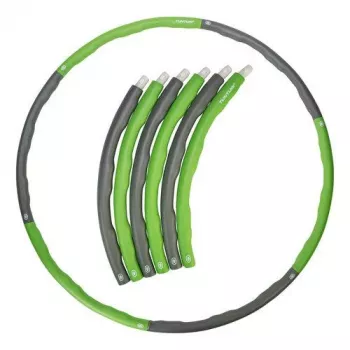 Tunturi hula hoop skladacia fitness obruč - 100 cm, 1,2 kg, sivá/zelená