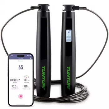 Tunturi Smart švihadlo s LCD displejom a pripojením k aplikácii, nastaviteľné 2,95 m, čierne