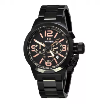 TW STEEL MAN TW312 40mm quartz chronograph pánske hodinky čierny ciferník kožený remienok