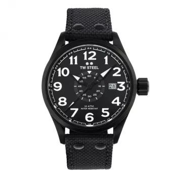 TW STEEL VS41-Volante pánske quartz hodinky 45mm čierny ciferník kožený remienok