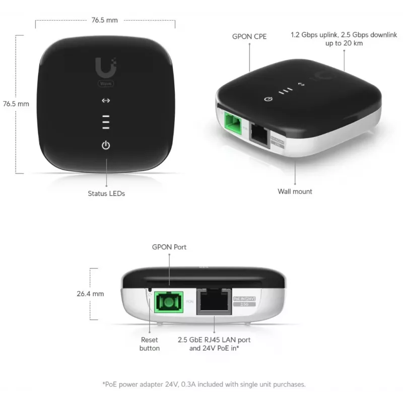 UBIQUITI WAVE-FIBER-ONU-20 GPON ONT 2,5 Gbps do 20 km, balenie 20 ks