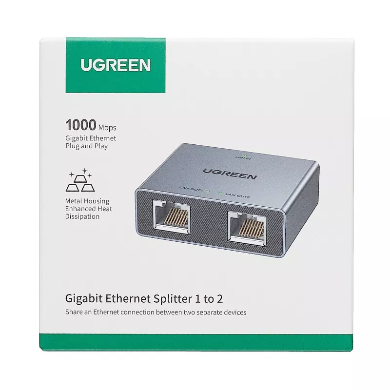 UGREEN NW301 1-to-2 Gigabit Ethernet rozbočovač, 1000 Mbps, RJ45
