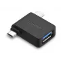 UGREEN 2 v 1 adaptér Micro USB samec + USB Type C samec na USB 3.0 samica čierny