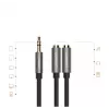 UGREEN 3,5mm Aux stereo audio rozbočovač kábel s opletom 20cm čierny