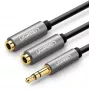 UGREEN 3,5mm Aux stereo audio rozbočovač kábel s opletom 20cm čierna