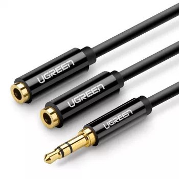 UGREEN 3,5 mm kábel na slúchadlá splitter AUX Y-splitter 25 cm čierny (20816)
