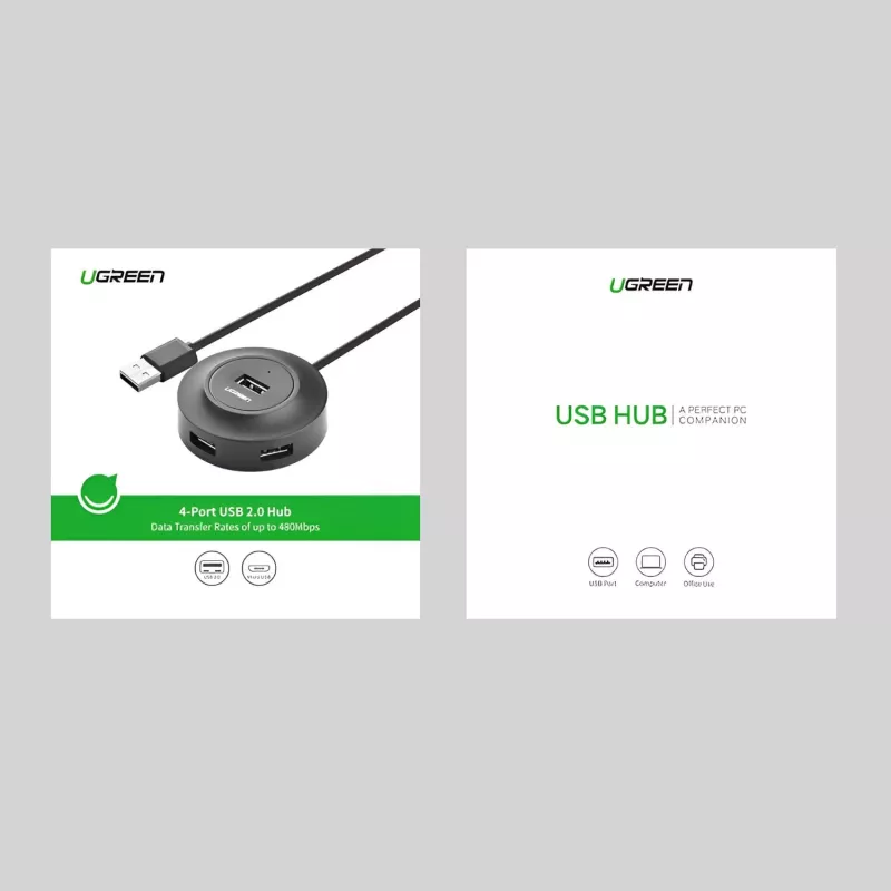 UGREEN 4-in-1 USB 2.0 hub (20777) - čierny