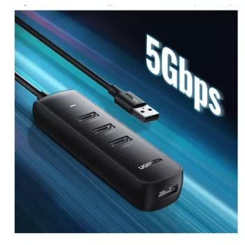 UGREEN 4-in-1 USB hub 4x USB-A 3.0 PD DC 12V 0,25m čierny (CM416 10915)