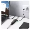 UGREEN 4-in-1 USB hub 4x USB-A 3.0 PD DC 12V 0,25m čierny (CM416 10915)