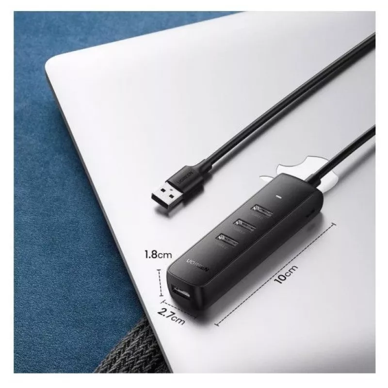 UGREEN 4-in-1 USB hub 4x USB-A 3.0 PD DC 12V 0,25m čierny (CM416 10915)