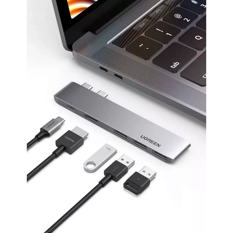 UGREEN 60559 5-v-2 USB-C hub pre MacBook Pro/Air, USB-C PD 100W, HDMI 4K, 3x USB 3.0