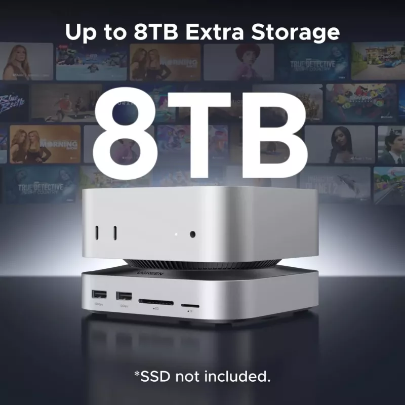 UGREEN CM841 dokovacia stanica USB-C 11 v 1 pre Mac Mini M4/M4 Pro, 3x USB-A 3.2, 2x USB-C 3.2, 2x USB-A 3.0, NVMe, SD/TF, sivá