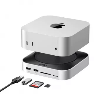 UGREEN 65487 USB-C dokovacia stanica 11 v 1 pre Mac Mini M4/M4 Pro so slotom pre SSD M.2, Space Grey