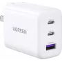 UGREEN 65W USB-C rýchlonabíjačka s USB-A portom - 3-portová nástenná nabíjačka, PD3.0/QC4.0+, Non-GaN, čierna (90496)