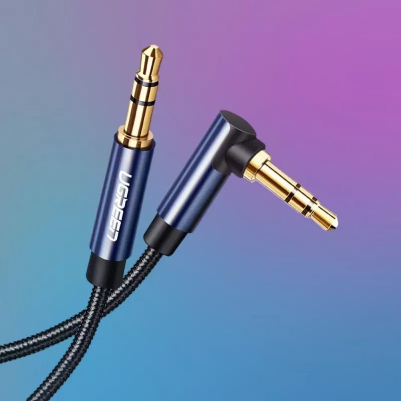 UGREEN uhlový AUX kábel 2 x mini jack 3,5 mm 1 m modrý (AV112)