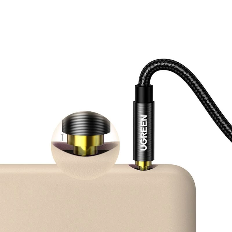 UGREEN AUX audiokábel 3,5 mm uhlový konektor 2 m modrý (AV112)