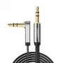 UGREEN AV119 pravouhlý 3,5 mm plochý Aux kábel 1,5 m - čierny/strieborný