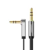 UGREEN AV119 3,5-mm plochý aux kábel s pravouhlým konektorom, 2 m - čierny/strieborný
