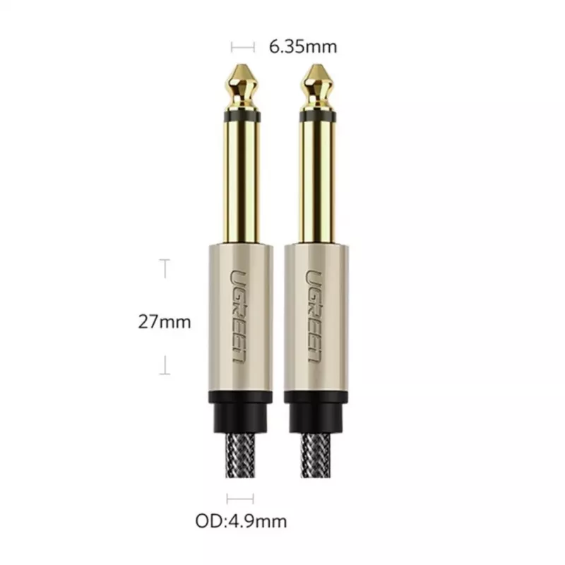 UGREEN AV128 10639 Mono TS kábel 6,35mm jack na 6,35mm jack 3m - sivý