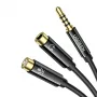 UGREEN AV141 3,5-mm rozbočovací kábel pre headset (1x konektor samec na 2x konektor samica) 20 cm - čierny