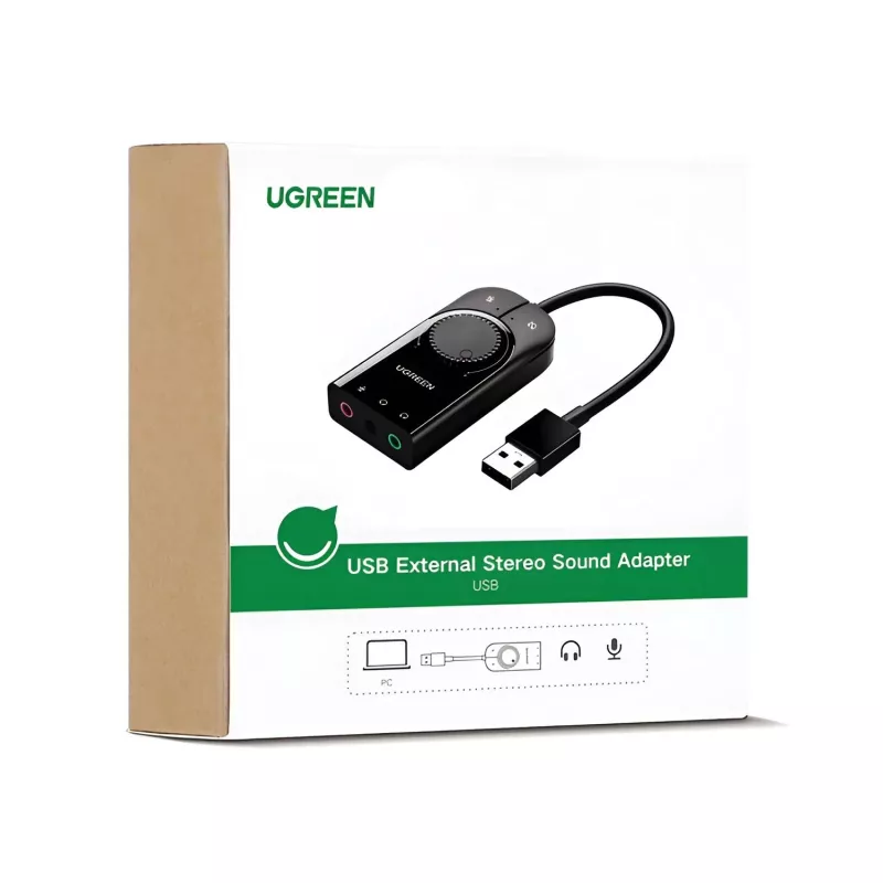 UGREEN CM129 USB-A na 3,5mm externý stereo zvukový adaptér - čierny