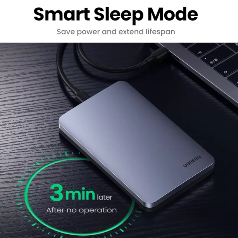 UGREEN CM300 2,5-palcové USB Type-C puzdro na pevný disk - strieborná