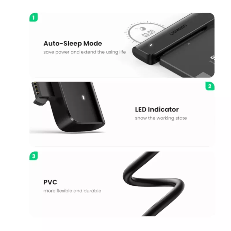 UGREEN CM321 USB-C na 2,5 palca SATA HDD/SSD konvertorový kábel 5Gbps čierny