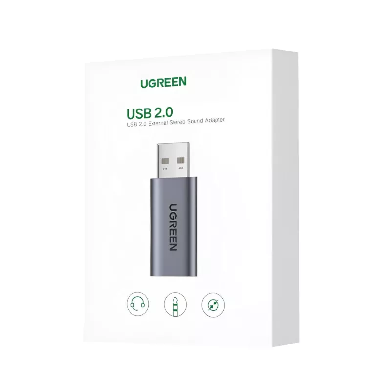 UGREEN CM383-80864 USB-A na 3,5-mm audio konektor externý zvukový adaptér - strieborná