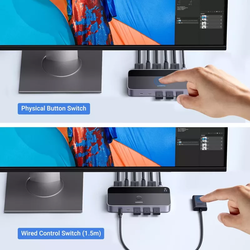 UGREEN CM664 KVM switch HDMI 2x1 4K@60Hz čierny