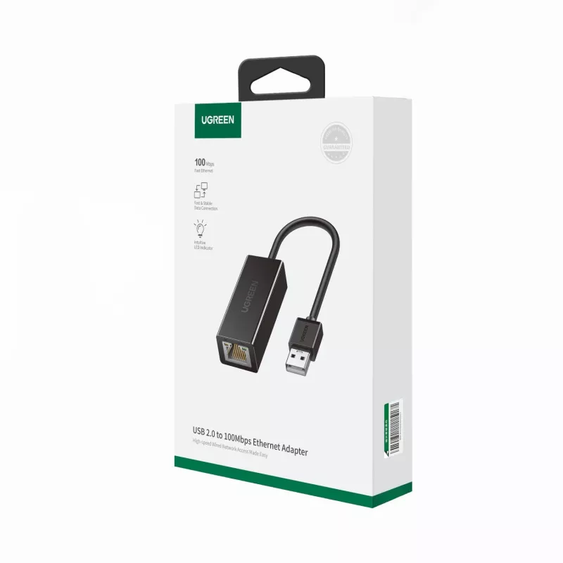 UGREEN CR110 USB 2.0 na RJ45 ethernetový adaptér - čierny