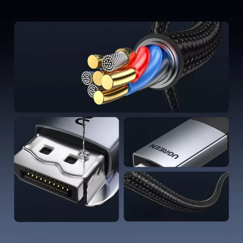 UGREEN DP119 DisplayPort-na-HDMI kábel 2m 4K 60Hz sivý