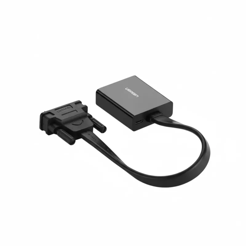 UGREEN DVI-D 24+1 na VGA aktívny video adaptér (konektor samec na konektor samica) – čierny