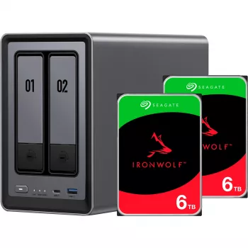 UGREEN DXP2800+ 2x Seagate IronWolf HDD balenie - 2-bay NAS s Intel Celeron N5105, 8GB DDR4, 2x 2,5GbE, vrátane 2x 4TB HDD