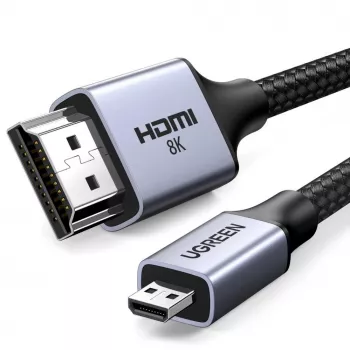 UGREEN HD164 Micro HDMI na HDMI 2.1 kábel 8K 1m sivý