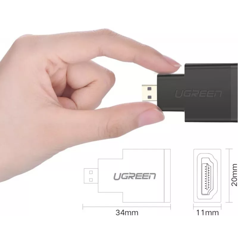 UGREEN adaptér Micro HDMI samec na HDMI samica, čierny
