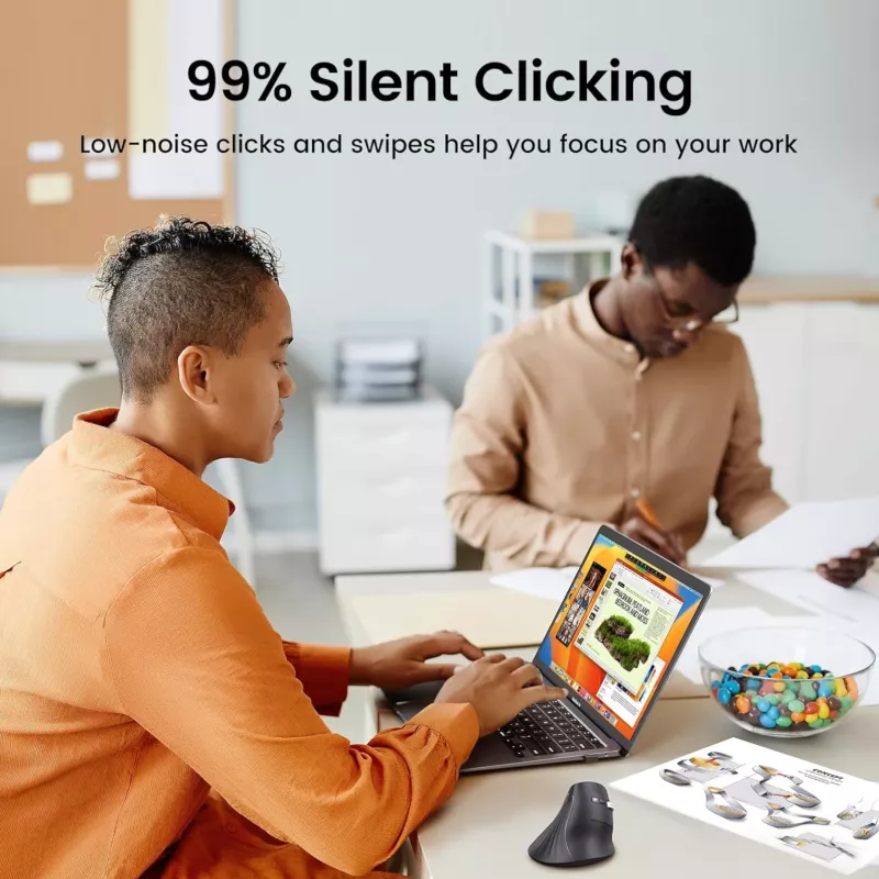 UGREEN multi-mode vertikálna myš Bluetooth a 2.4G Wireless – čierna